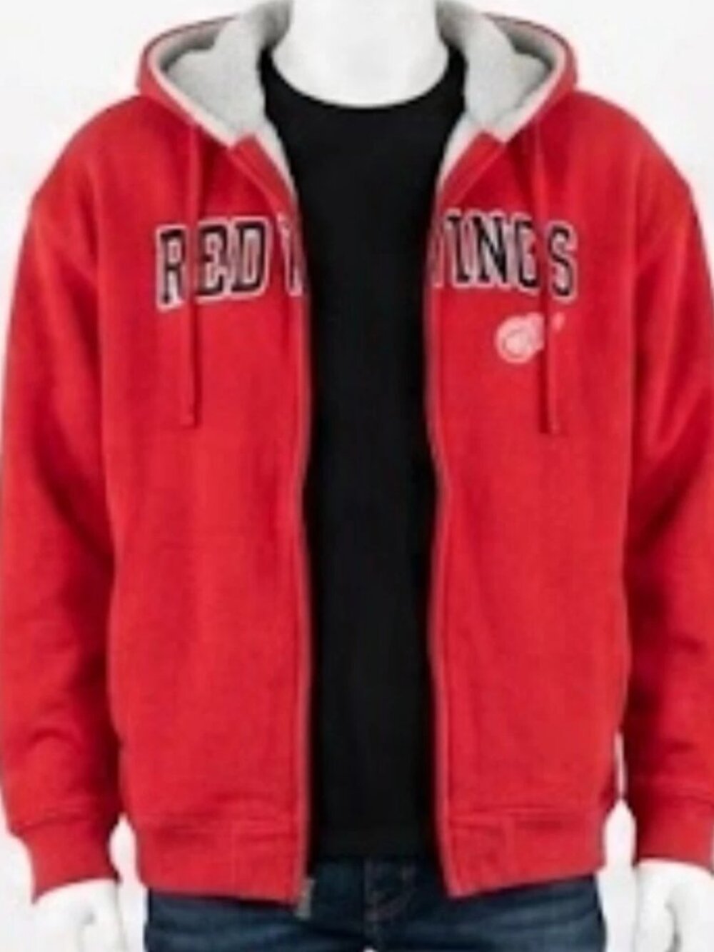 Detroit Red Wings Men's XL Hoodie Official NHL Hockey Full Zip Fleece Lined